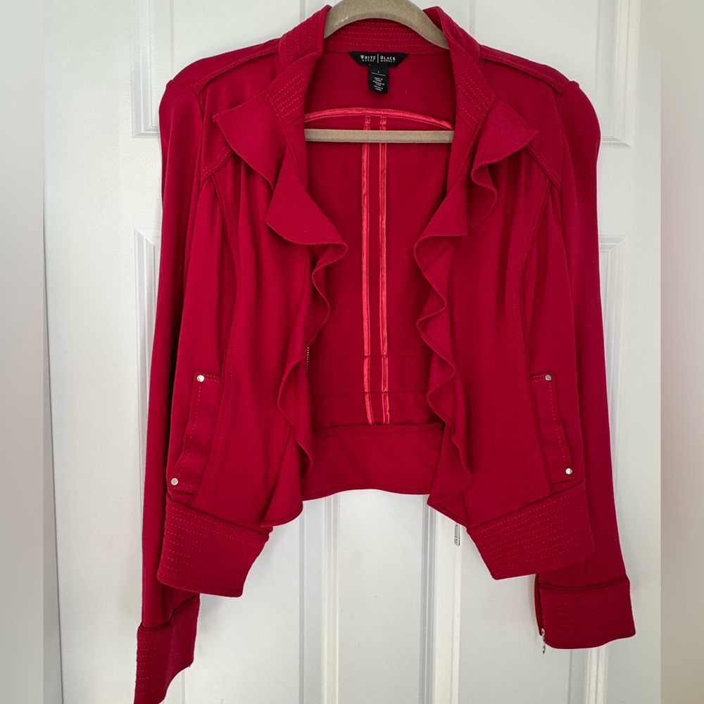 WHBM Red Jacket with chrome details. Size 2